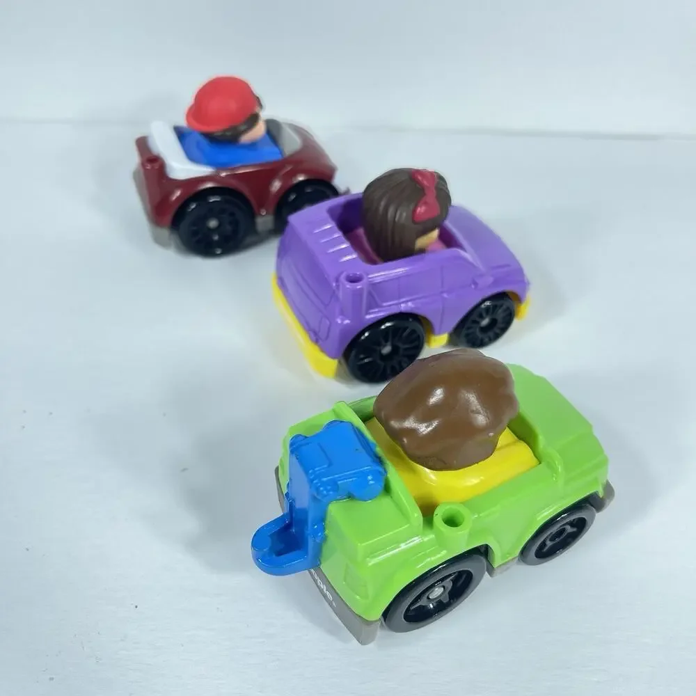 Fisher Price Little People Wheelies Mia Purple Car Green SUV Red Race Car‎ Lot 3